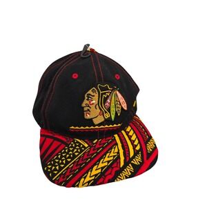 Zephyr Chicago Blackhawks NHL Snapback Hat Black Red Yellow Tribal Brim Cap
